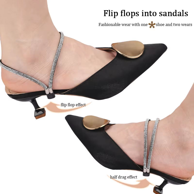 High Heels Shoes Band Anti-Loose for Women Diamond Shoelaces Anti-Drop Heel Straps Belt Drill Elastic Fixing Belts Rhinestone