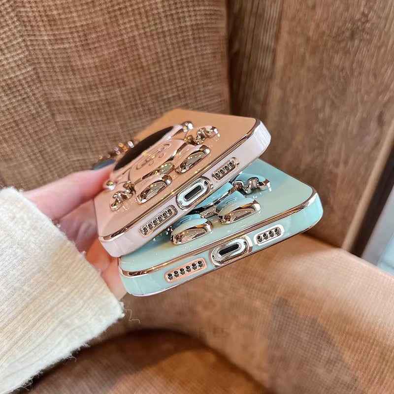 A 54 34 14 24 15 Astronaut Holder Plating Case for Samsung Galaxy A54 A34 A14 A15 A25 A35 5G A24 4G M54 M14 Silicone Stand Cover