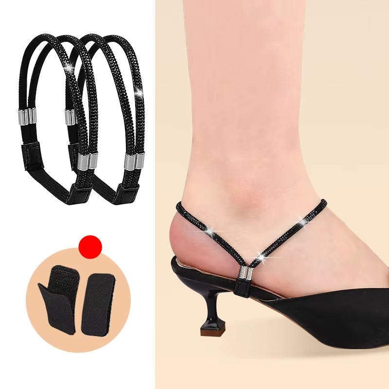 High Heels Shoes Band Anti-Loose for Women Diamond Shoelaces Anti-Drop Heel Straps Belt Drill Elastic Fixing Belts Rhinestone