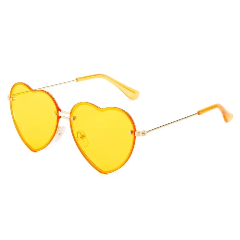 Heart Shaped Sunglasses Metal Women Brand Designer Fashion Rimless LOVE Clear Ocean Lenses Sun Glasses Oculos UV400