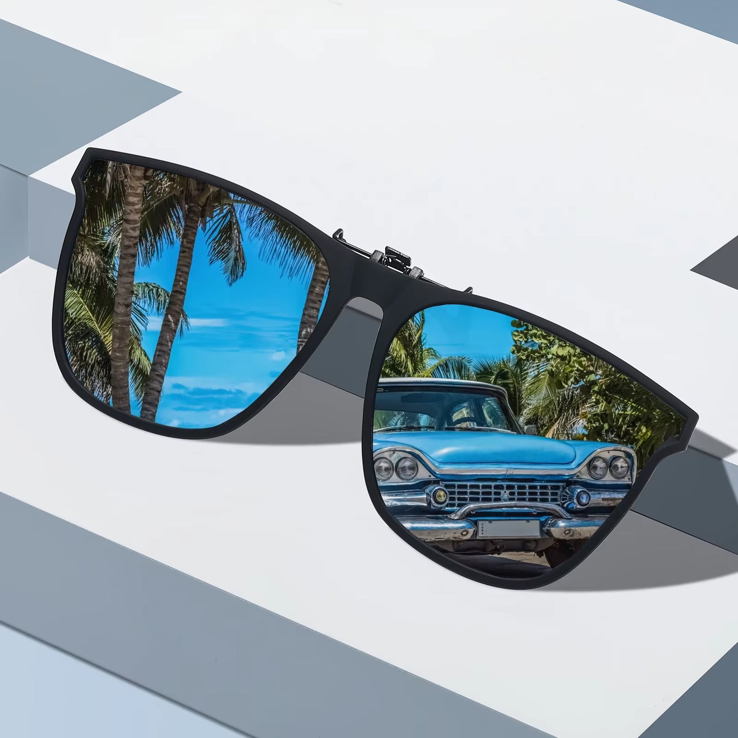 Polarized Fishing Outdoor Clip-On Flip up Clip Rimless Sunglasses for Prescription Glasses - TAC Lens with UV400 VK5