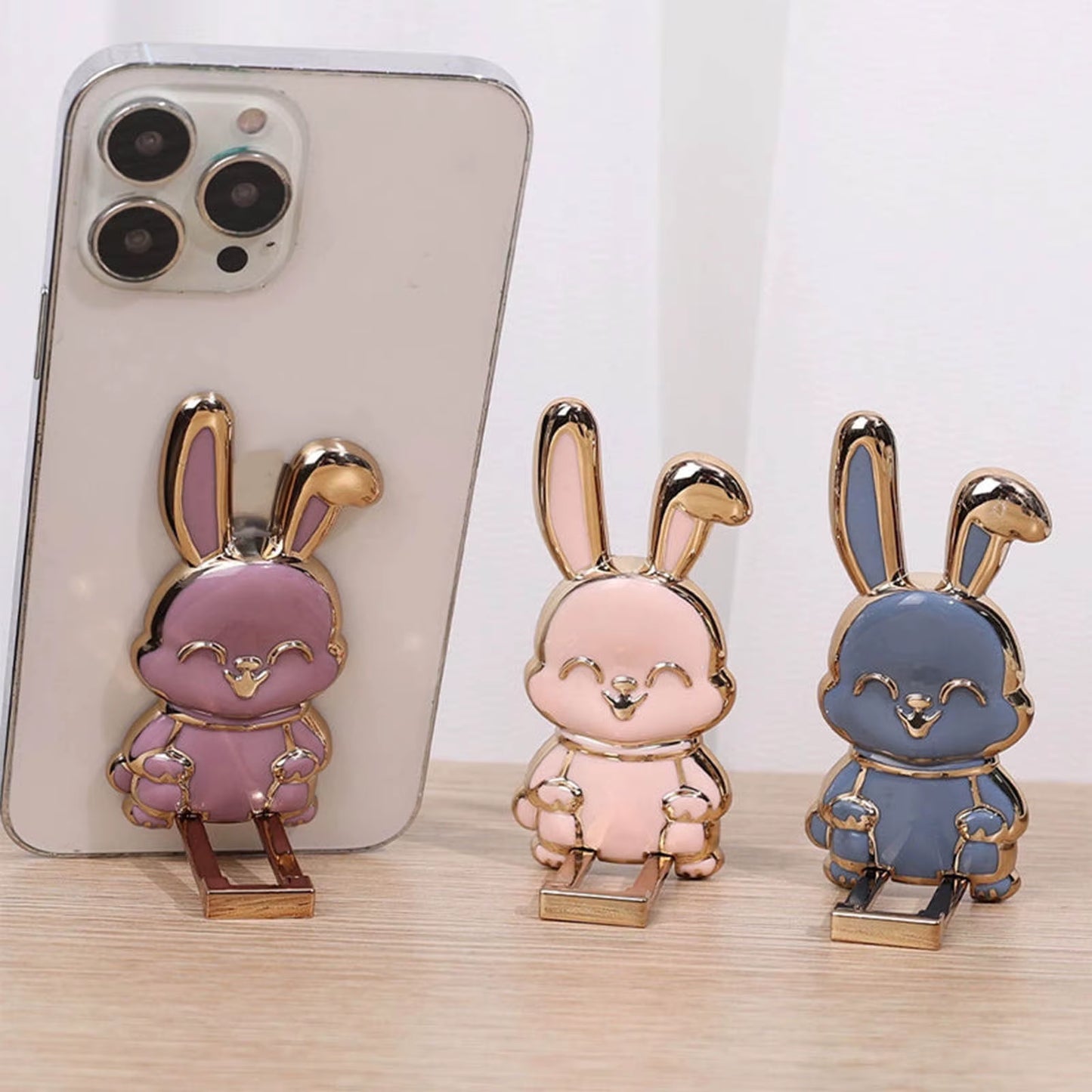 Foldable Bunny Phone Stand Portable Holder for All Mobile Phones Cute Desk Accessories Office Home Decor