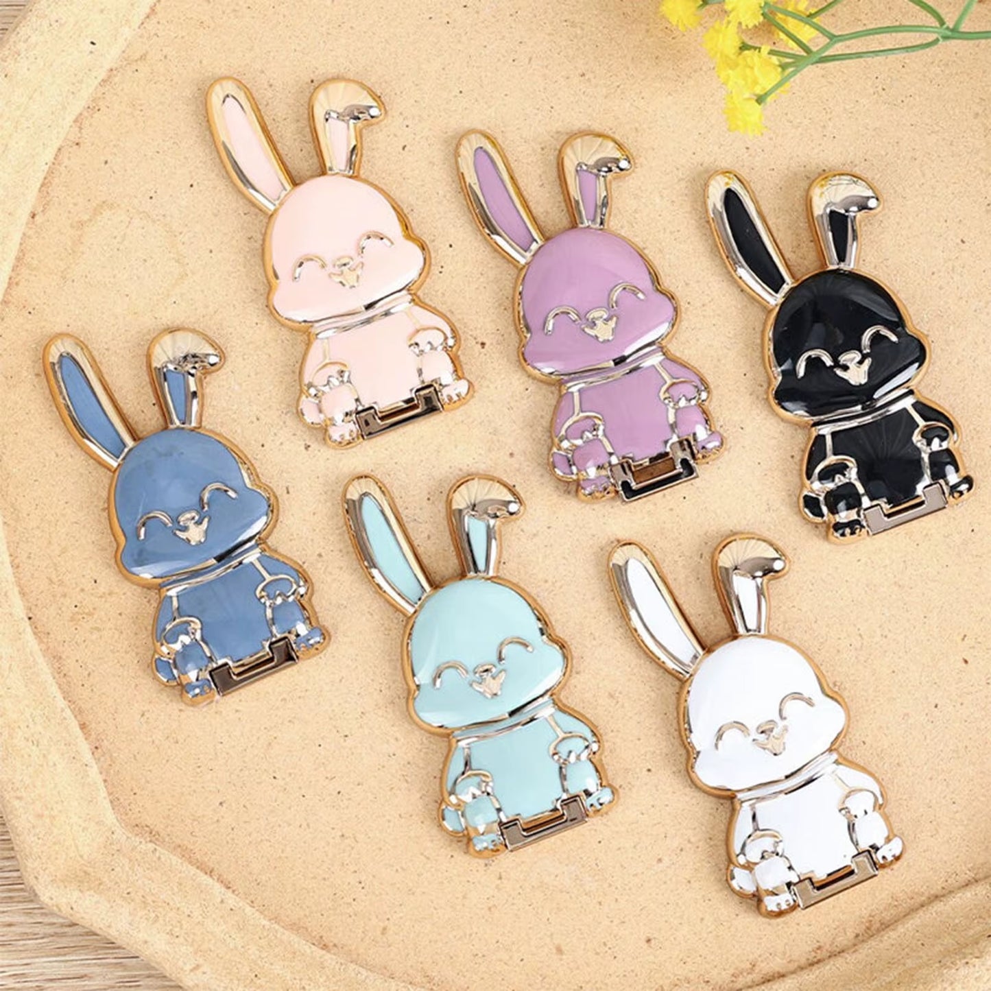 Foldable Bunny Phone Stand Portable Holder for All Mobile Phones Cute Desk Accessories Office Home Decor