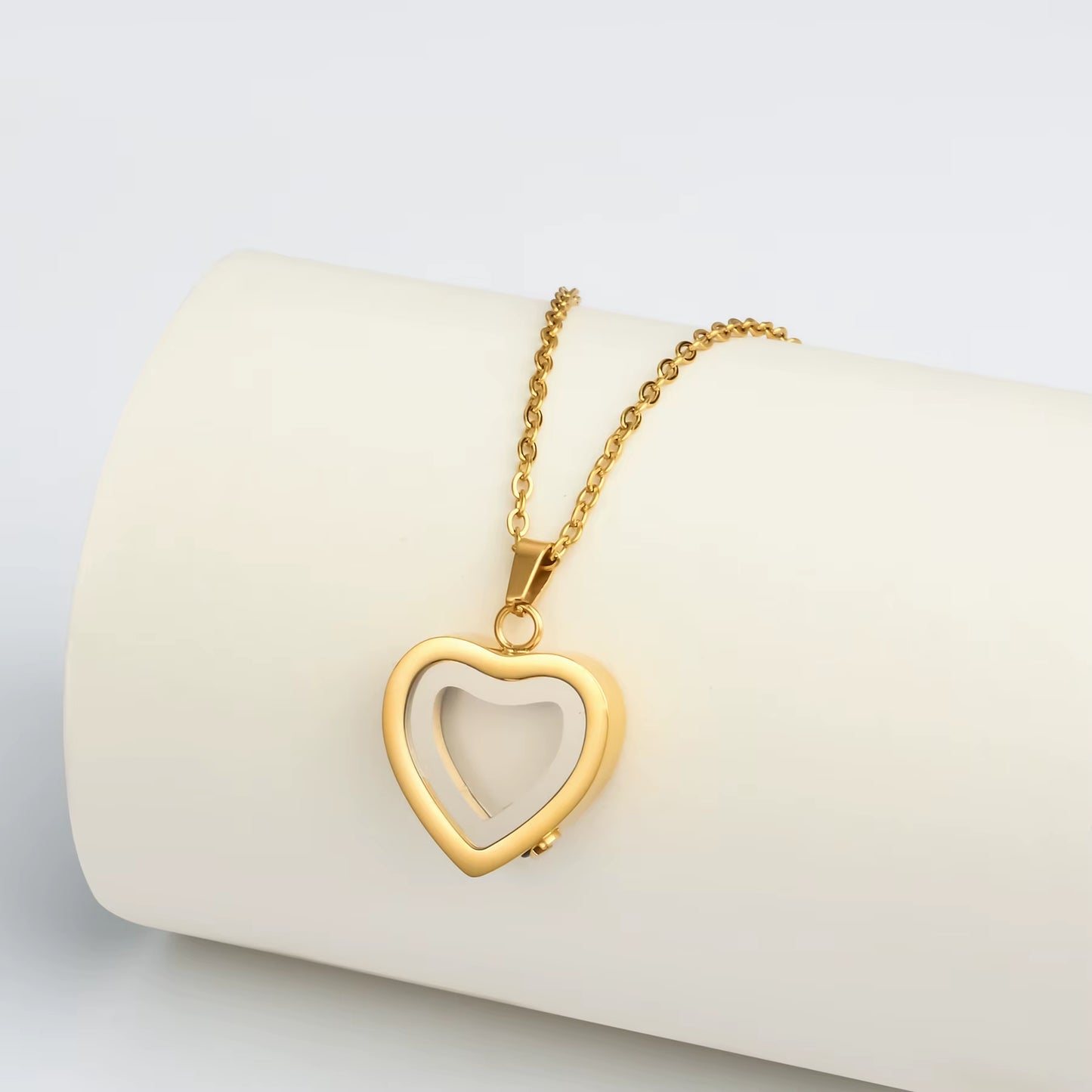 Glass Cremation Jewelry Necklace for Ashes Heart Memorial Lockets for Ashes Stainless Steel Keepsake Urn Ashes Pendants