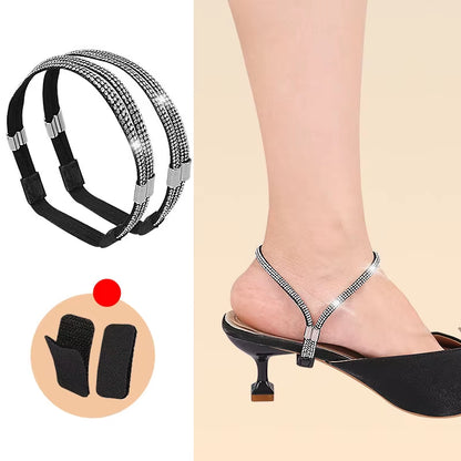High Heels Shoes Band Anti-Loose for Women Diamond Shoelaces Anti-Drop Heel Straps Belt Drill Elastic Fixing Belts Rhinestone