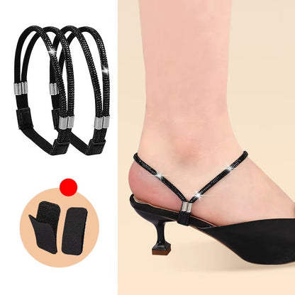 High Heels Shoes Band Anti-Loose for Women Diamond Shoelaces Anti-Drop Heel Straps Belt Drill Elastic Fixing Belts Rhinestone