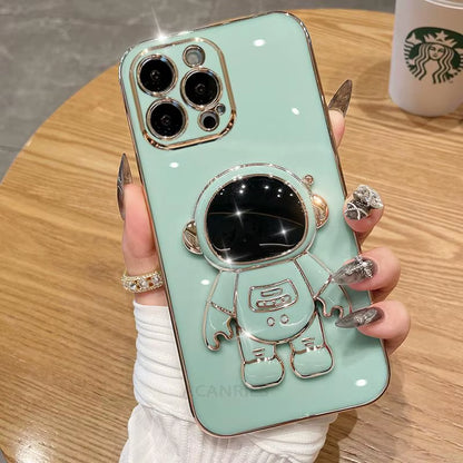 A 54 34 14 24 15 Astronaut Holder Plating Case for Samsung Galaxy A54 A34 A14 A15 A25 A35 5G A24 4G M54 M14 Silicone Stand Cover