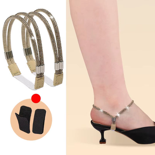 High Heels Shoes Band Anti-Loose for Women Diamond Shoelaces Anti-Drop Heel Straps Belt Drill Elastic Fixing Belts Rhinestone
