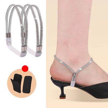 High Heels Shoes Band Anti-Loose for Women Diamond Shoelaces Anti-Drop Heel Straps Belt Drill Elastic Fixing Belts Rhinestone