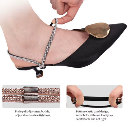 High Heels Shoes Band Anti-Loose for Women Diamond Shoelaces Anti-Drop Heel Straps Belt Drill Elastic Fixing Belts Rhinestone